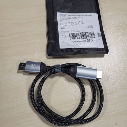 320592 - KABLLI I FUQISHËM 4K DISPLAYPORT NË HDMI 1M, DP NË HDMI MASHKULL UHD 4K@30Hz/2K@60/1080P@120, NAJILON, UNIDIREKTIONALE, PËR DELL, PROJEKTOR, DESKTOP, AMD, NVIDIA, LENOVO, HP, THINKPAD