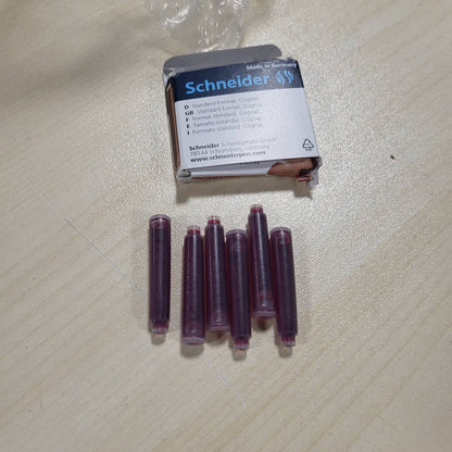 320750 - SCHNEIDER Pako me 6 fishekë boje standarde pastel për stilolapsa, konjak