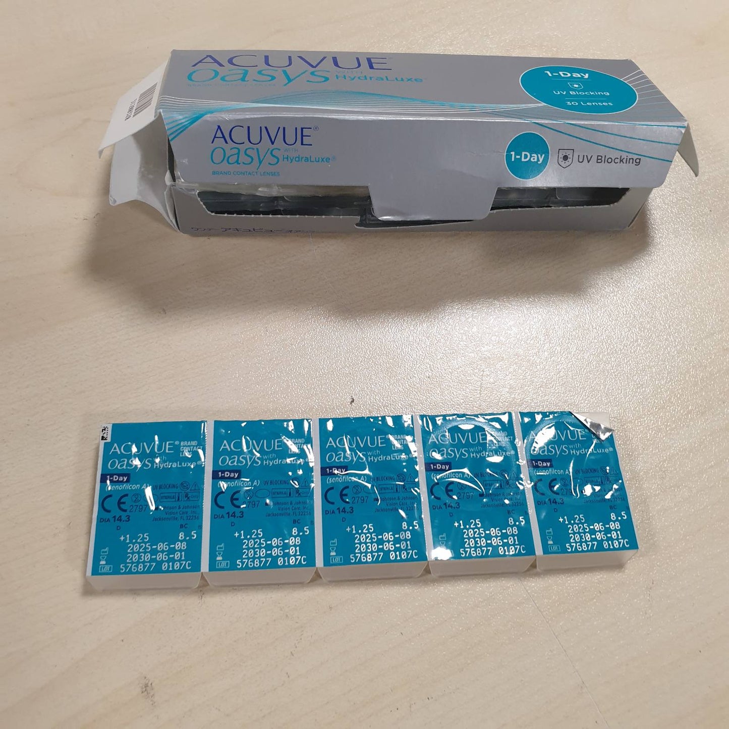 321152 - ACUVUE Lentet e kontaktit ditore OASYS 1-Day, 1.25 dioptri, BC 8.5, Mbrojtje nga rrezet UV, 30 lente
