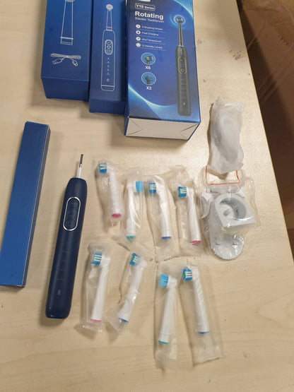321277 - Furçë dhëmbësh elektrike rrotulluese me 8 koka furçe (2 lloje), 3 nivele intensiteti, 5 mënyra, me stacion karikimi që montohet në mur (blu)