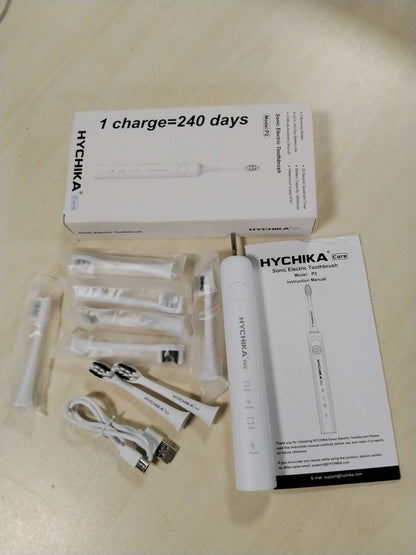 321358 - Furçë dhëmbësh elektrike, jetëgjatësi baterie 240 ditë, 8 koka zëvendësuese, bateri e rikarikueshme, 3 mënyra, IPX7 rezistente ndaj ujit, e bardhë