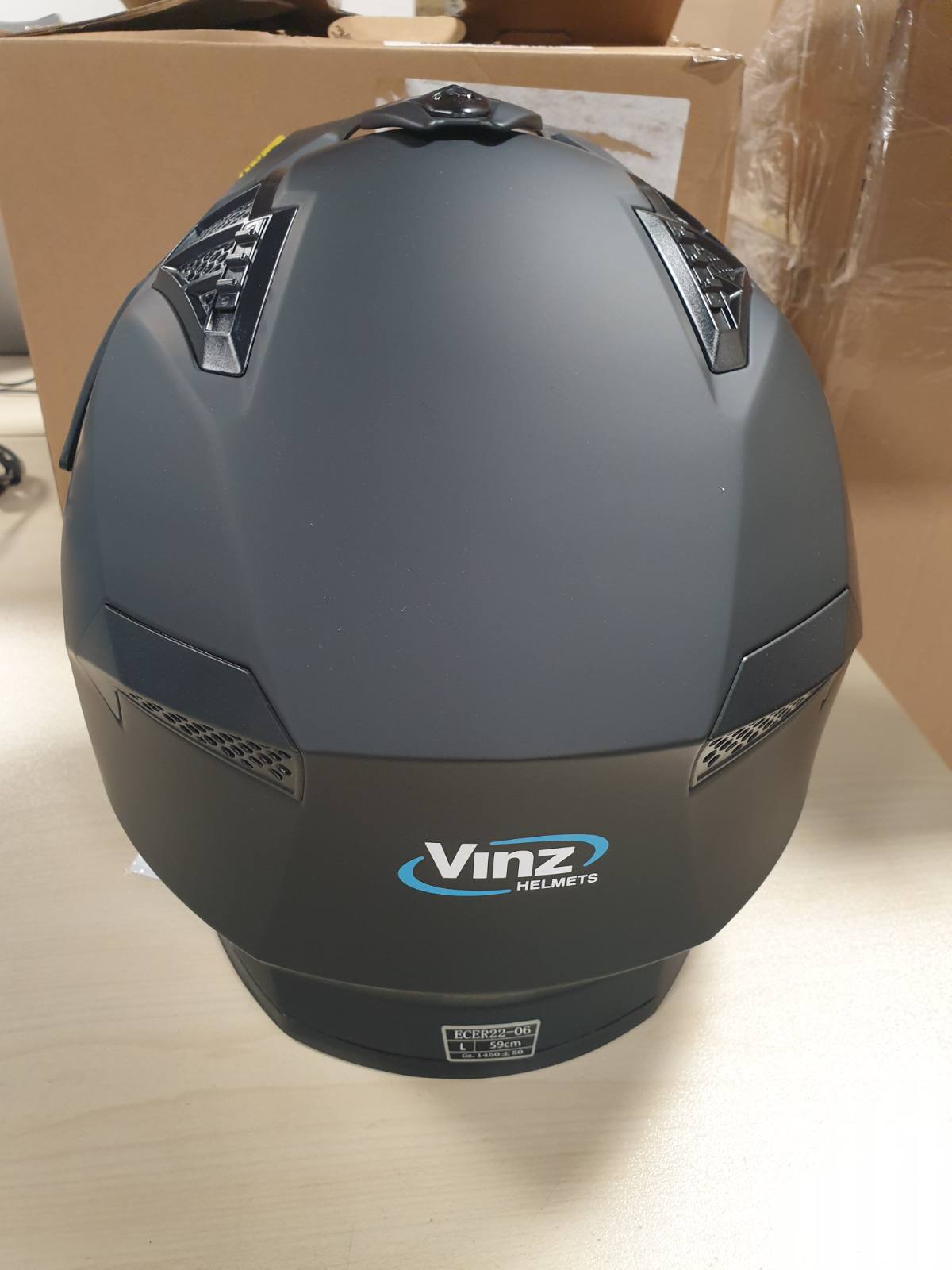 322252 - VINZ Kioto Helmetë Reaktive, E Miratuar ECE 22.06, Helmetë Skuteri me Mbrojtëse Dielli, Mjekre të Lëvizshme - E Zezë Mat