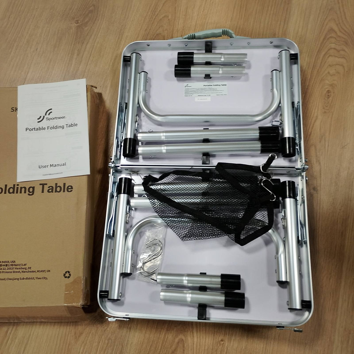 322439 - SPORTNEER Tavolinë kampingu e palosshme, 4 lartësi të rregullueshme, sipërfaqe tavoline 60 x 40 cm, kornizë alumini, për kamping dhe piknikë