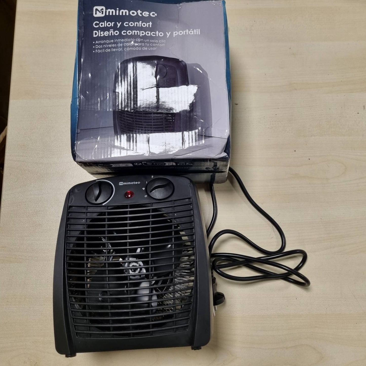 322487 - M MIMOTEC Ngrohës elektrik me ventilator 2000W, ngrohje dyshemeje portative, fuqi e dyfishtë 1000/2000W, zhurmë e ulët <53 dB, IP20, për dhoma deri në 20 m²