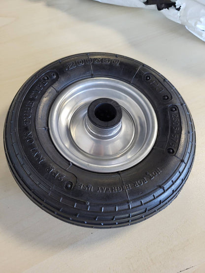 322682 - DÖRNER + HELMER - Rrotë pneumatike 200 mm x 50 mm x 20 mm, kapacitet ngarkese 75 kg, bosht 60 mm, për kamionë dore, rrotë çeliku, kushineta me rul