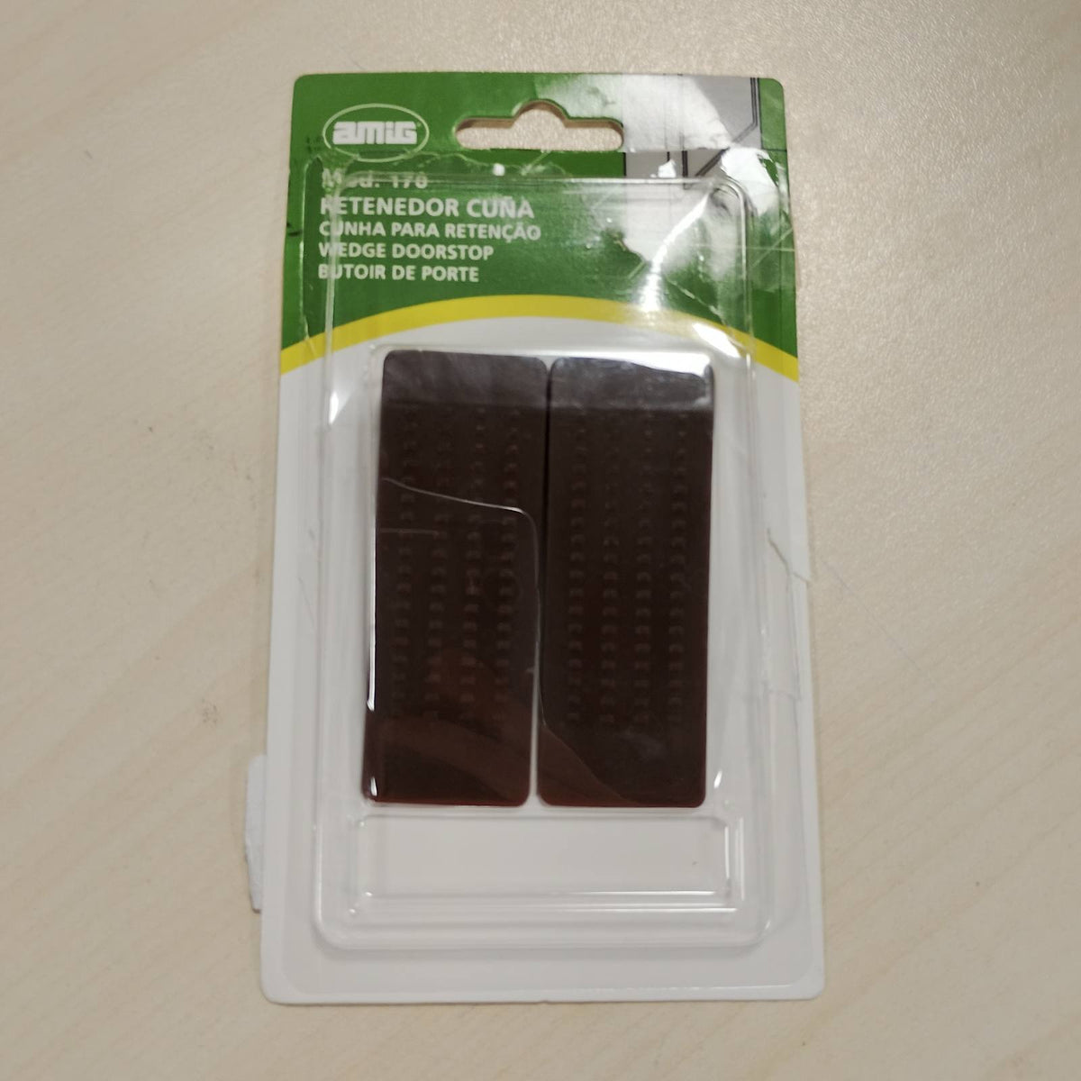 322773 - AMIG Ndalesë Dere me Pykë - Ngjyrë Kafe - Mbajtëse Dere Plastike - Pykë Plastike e Fortë me Shenja Anti-Rrëshqitëse