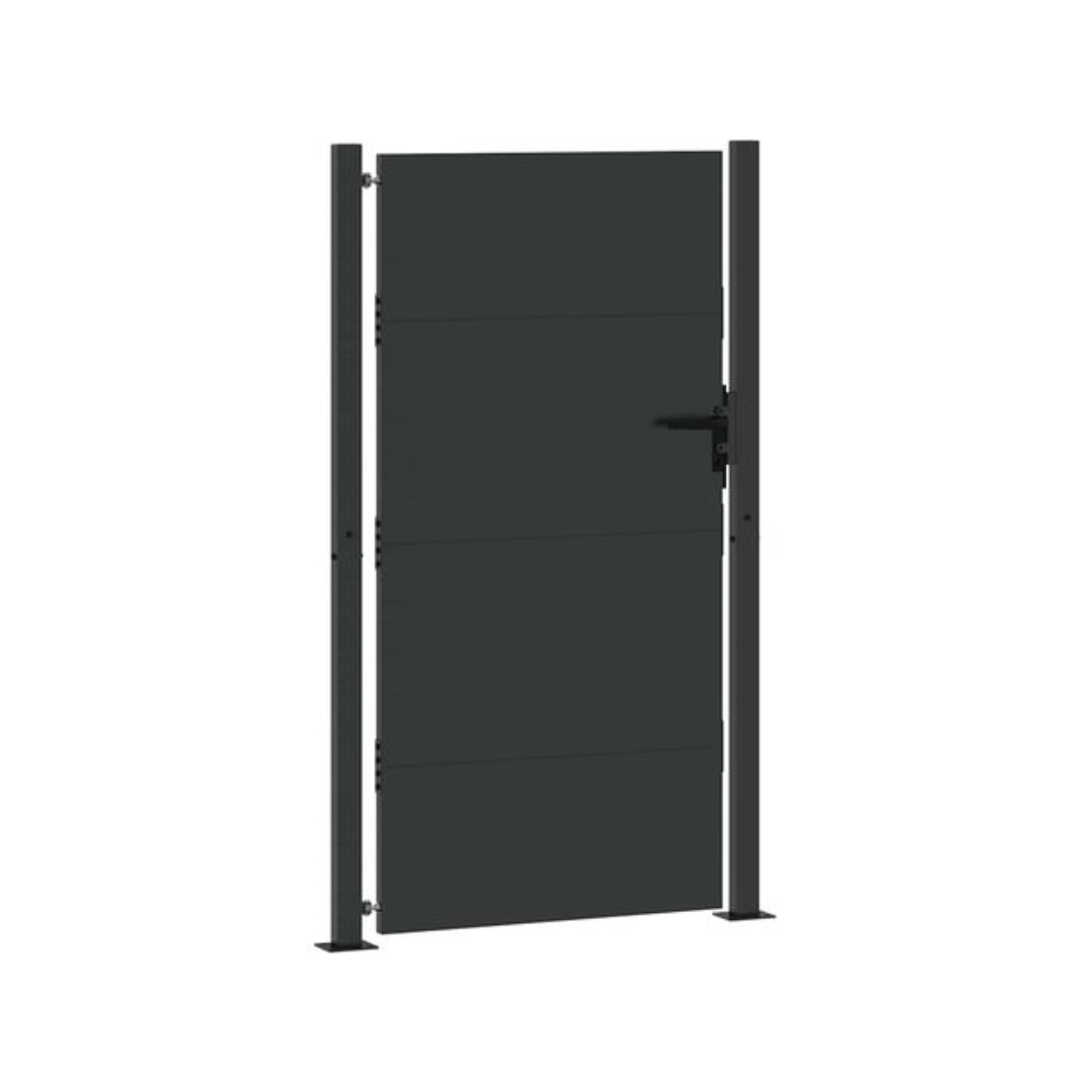 333404 - VIDAXL Portë Kopshti me Dry të Zezë 105 x 205 cm Çelik i Lyer me Pluhur