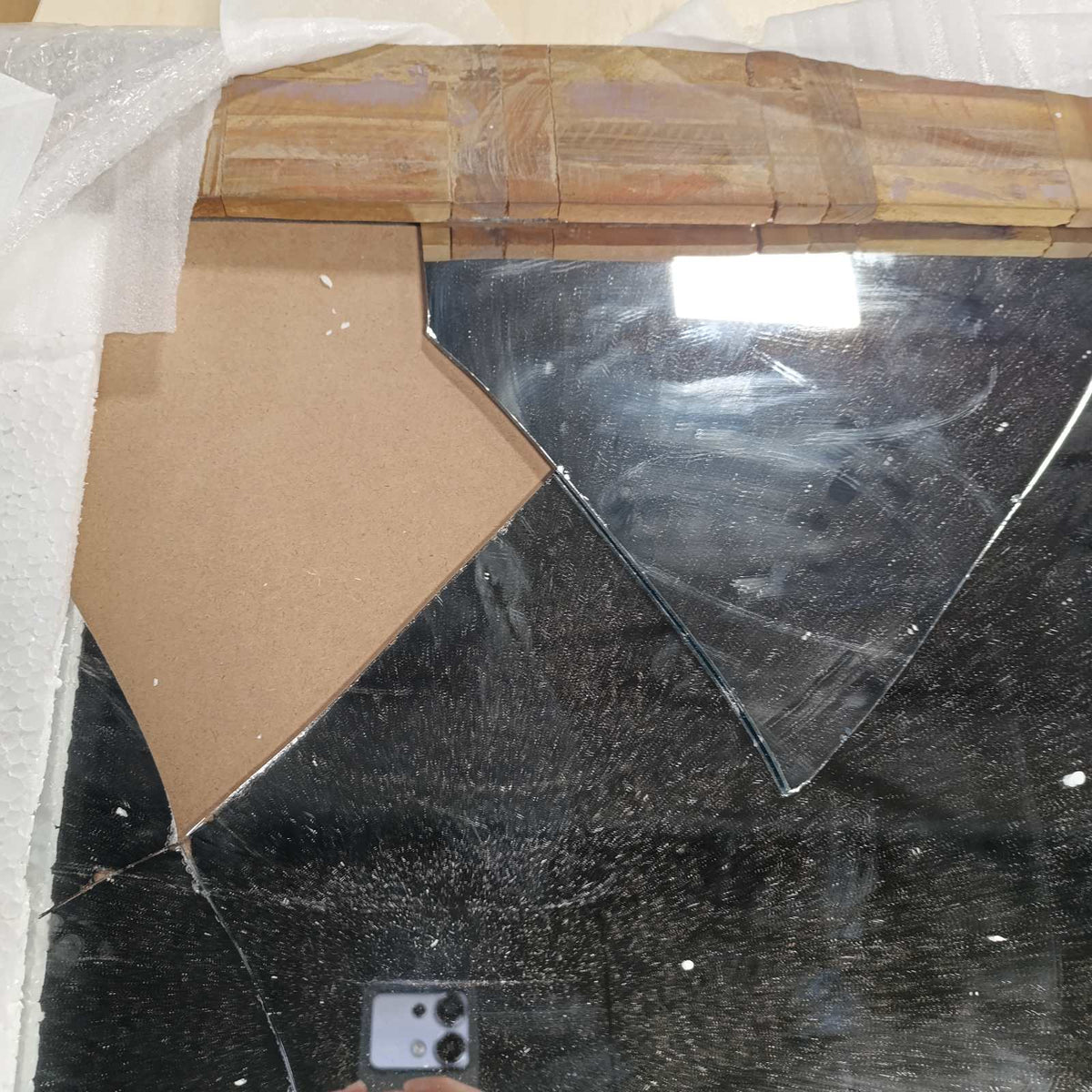 334059 - VIDAXL Pasqyrë Muri Dru i Fortë i Ricikluar 60x120 cm
