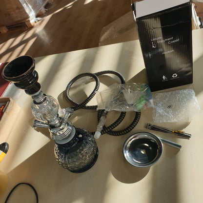 336245 - SERDEERCH Hookah Shisha, 2 tuba të plotë - 28 cm, Mini Hookah 2 Tuba Set me 5 kallamishte, 5 maja, 2x grykë, 2x tub gryka, nargjile portative