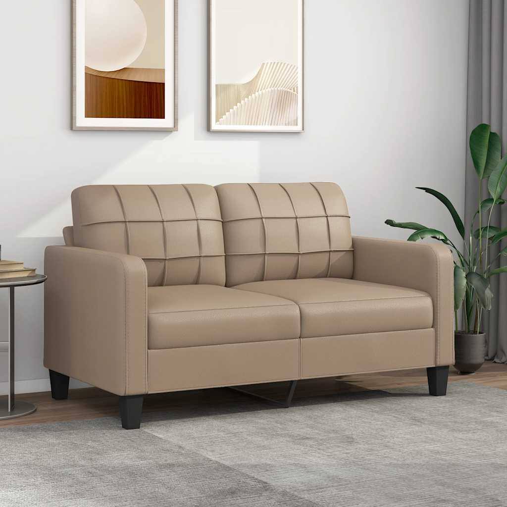 280457 - vidaXL Divan 2-Vendësh ngjyra Cappuccino 140 cm Lëkurë Artificiale