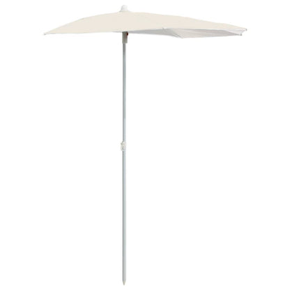 244693 - vidaXL Gjysmë Çadër Dielli për Kopsht me Shkop, Ngjyrë Rëre 180x90 cm