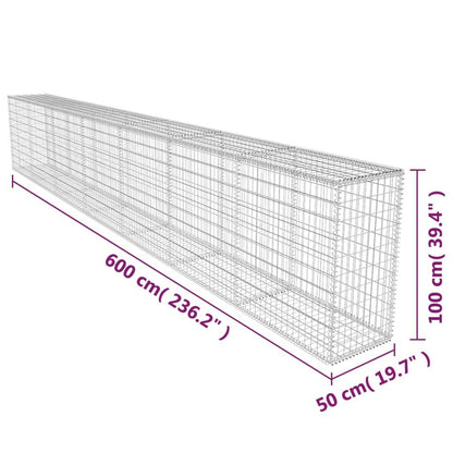 291305 - VidaXL Muri gabion, çelik i galvanizuar, 600x50x100 cm