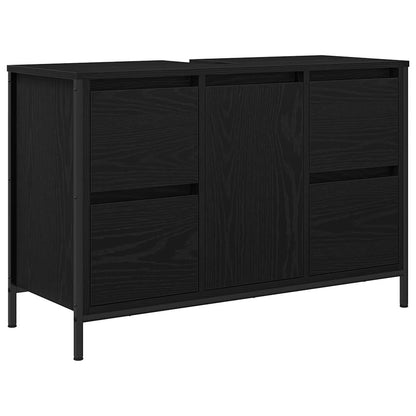 280338 - vidaXL Dollap Lavamani me Sirtarë Lisi i Zi 90x34.5x60 cm