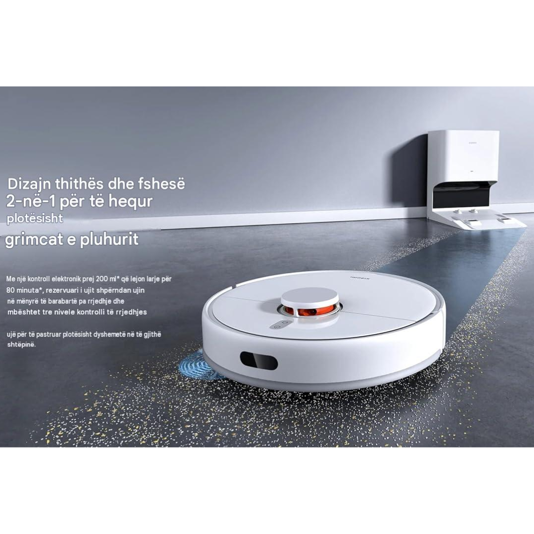 144024 - XIAOMI Fshesa Robotike X10, Fshesa e Dyshemeve me Zbrazje Automatike te Pluhurit, Thithje 4000Pa, Ideale per Qime Kafshesh Shtepiake, Bateri 5200mAh, Navigim Lidar, Harta e Personalizuar, Kontrolluar nga Aplikacion