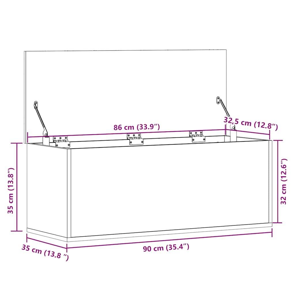 244621 - vidaXL Kuti Ruajtjeje e Bardhë 90x35x35 cm Dru i Inxhinieruar