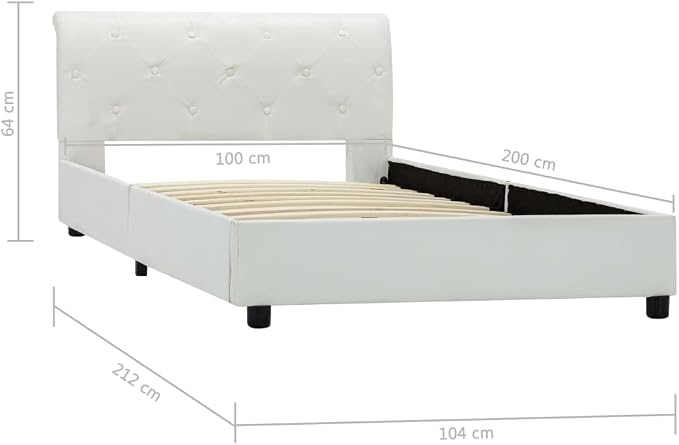 265364 - vidaXL Kornizë Shtrati 100×200 cm prej Lëkure Artificiale – E Bardhë