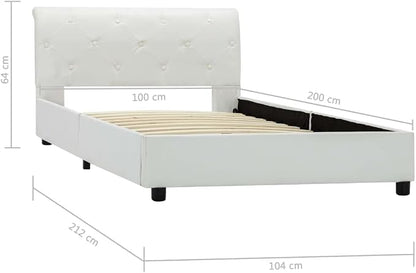 265364 - vidaXL Kornizë Shtrati 100×200 cm prej Lëkure Artificiale – E Bardhë