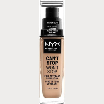 290174 - NYX Professional Makeup Fondotinta Can't Stop Won't Stop, Full Coverage Foundation, Ngjyrë ulliri e mesme