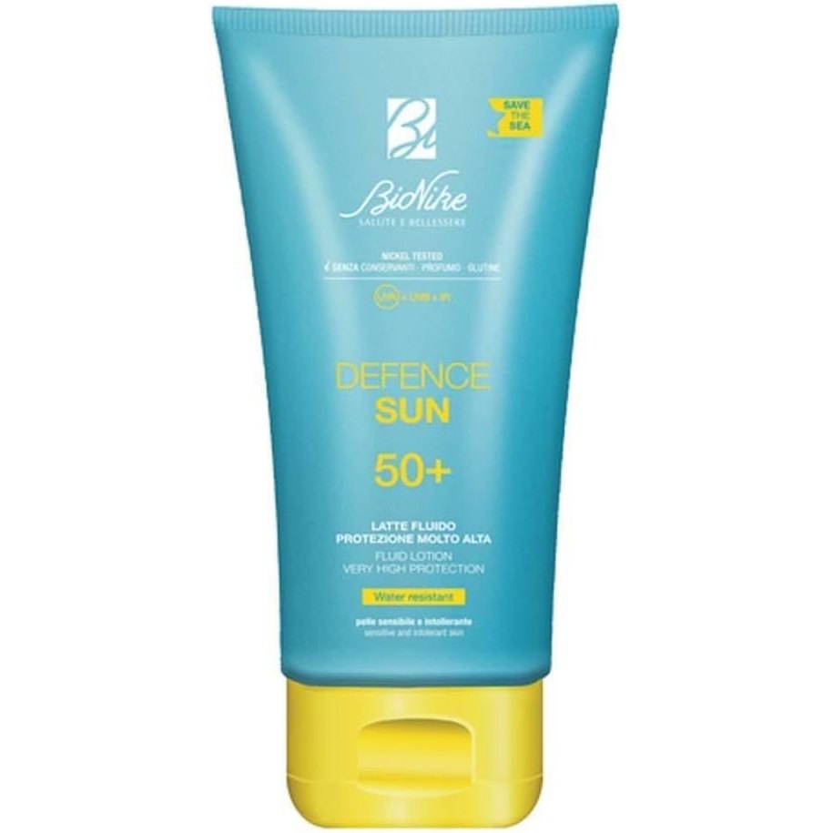 272216 - BIONIKE Defence Sun, qumësht mbrojtës nga dielli SPF 50+ për lëkurë të ndjeshme, me niacinamidë dhe vitaminë E, 100 ml