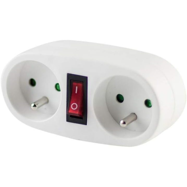 269604 - DOMINO - 2x16A 3500W me Ndërprerës - E Bardhë - Chacon