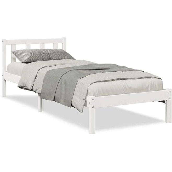 265610 - vidaXL Kornizë Shtrati Ekstra e Gjatë pa Dyshek, Baza e Shtratit për Dhomë Gjumi, Bazament Dysheku për Krevat Tek, Stil Modern, Dru i Bardhë 90x210 cm, Dru Pishe