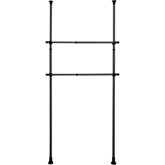 142058 - WENKO HERKULES Sistem Mbajtës Rrobash me Dy Pjesë, për Sistemin Teleskopik, Metal, për Gardëroba ose Dhomë Tualeti, me Mbajtës Plastike, Zgjatet deri në 120cm, Ngjyra E Zezë
