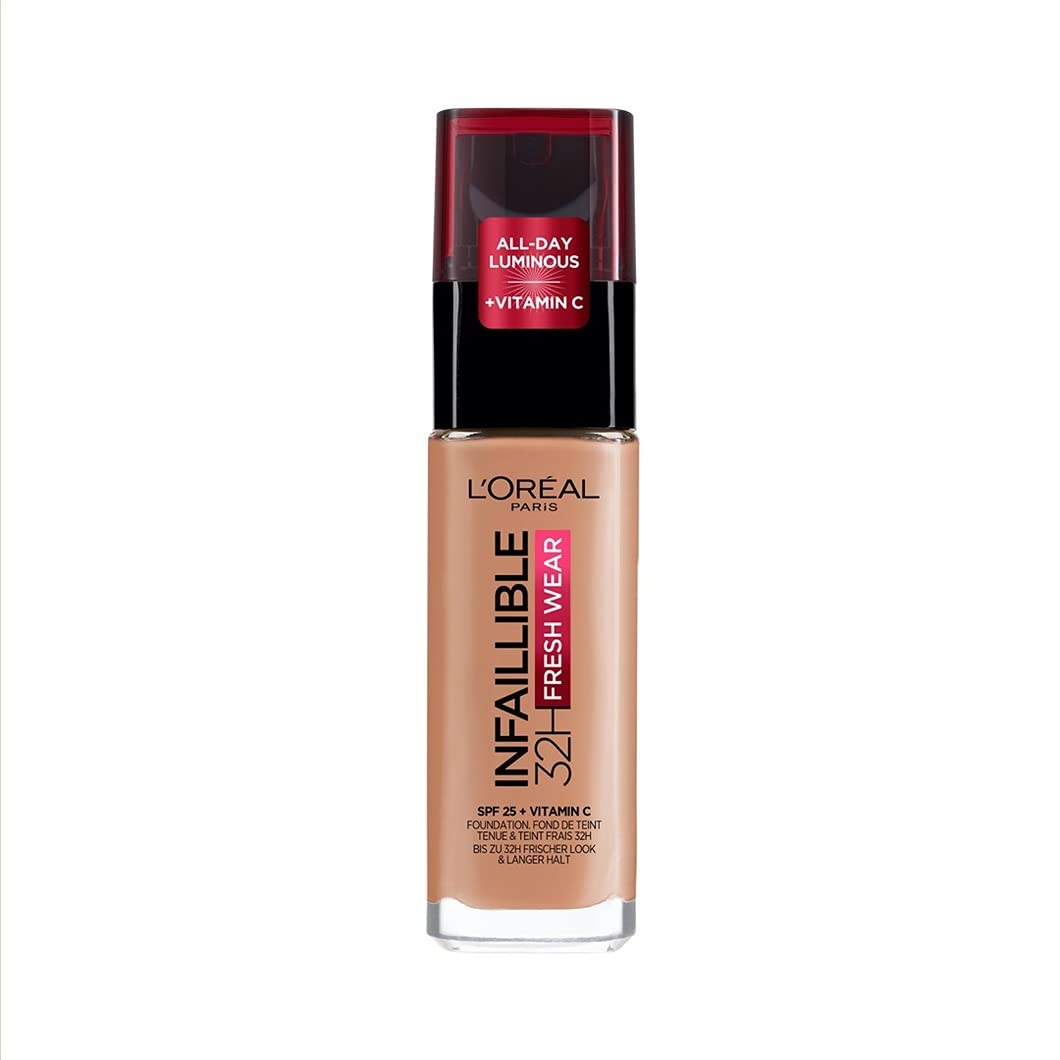 301097 - L'ORÉAL PARIS Fondatinë e Lëngshme Infaillible 32H 300 Ambre - Mbulim Afatgjatë me Mbrojtje nga Dielli SPF25 - Formulë Hidratuese dhe Rezistente ndaj Ujit