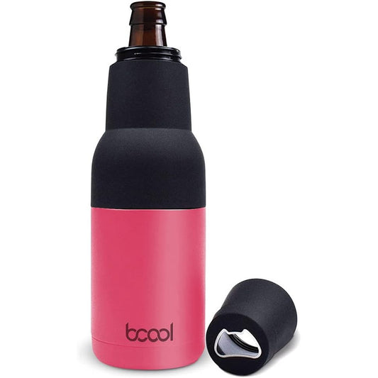 209235 - BCOOL Ftohës Shishesh Dhe Kanaçesh Për Birrë, Mure Të Dyfishta Të Izoluara Me Vakum, Prej Çeliku Inox, Me Hapëse Shishesh, Ngjyra Koral