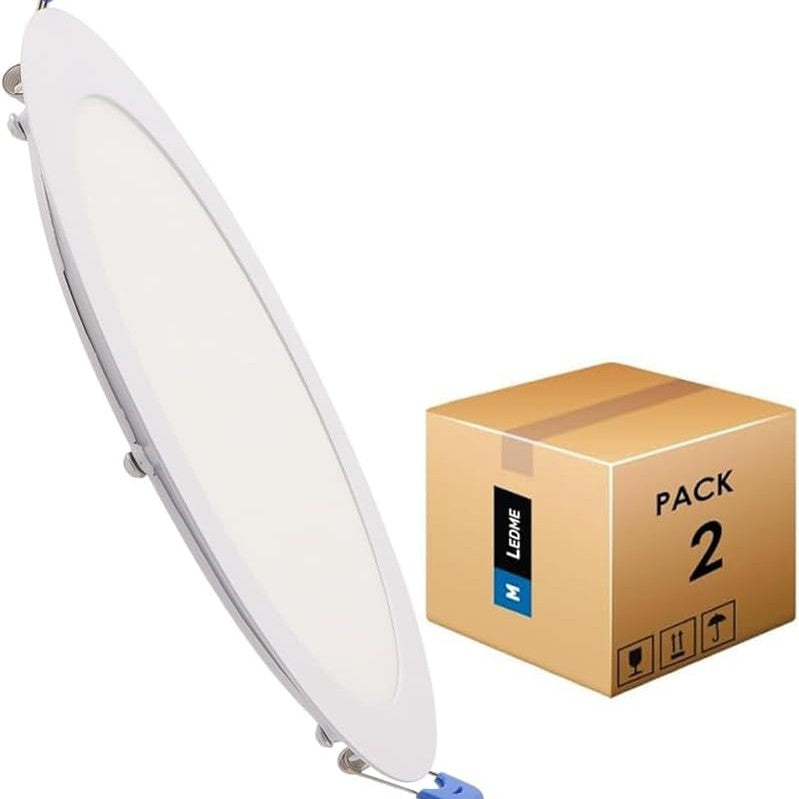224310 - M LEDME - Paketa 2, Ndriçues LED 220 mm 20W, 2000 lumen, panel i rrumbullakët, ngjyrë drite neutrale (4500k), prerje standarde 205 mm, drajver i përfshirë