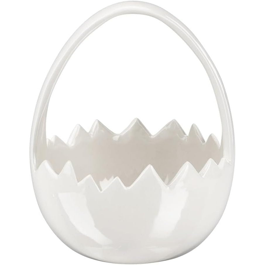 254232 - Ide me zemër - Shportë në formë lëvozhge veze, 15.2 cm e lartë, 12.1 cm e gjerë, 11.5 cm e thellë, e bardhë