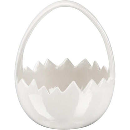 254232 - Ide me zemër - Shportë në formë lëvozhge veze, 15.2 cm e lartë, 12.1 cm e gjerë, 11.5 cm e thellë, e bardhë