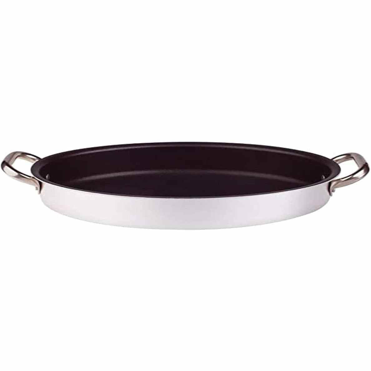 221191 - AGNELLI Tavë Ovale për Peshk me 2 Doreza Çelik Inoks, Argjend, 34 cm