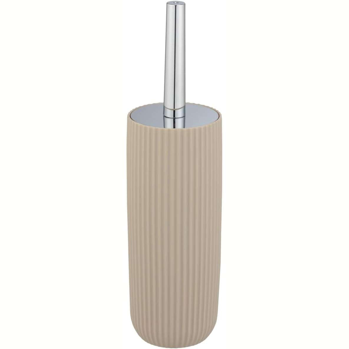 257093 - WENKO Set tualeti model Agropoli Beige, mbajtëse furçash e mbyllur, plastikë, Ø 10 x 36.5 cm, furçë higjienike pa BPA