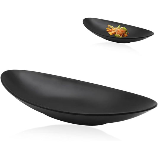 169149 - GYSRXS Tabaka Moderne për Bizhuteri ose Çelësa, prej Melamine të Zezë, Formë Ovale 25x13.5x3cm, Tabaka Dekorative Ideal për Ruajtjen e Monedhave, Ores ose Karameleve