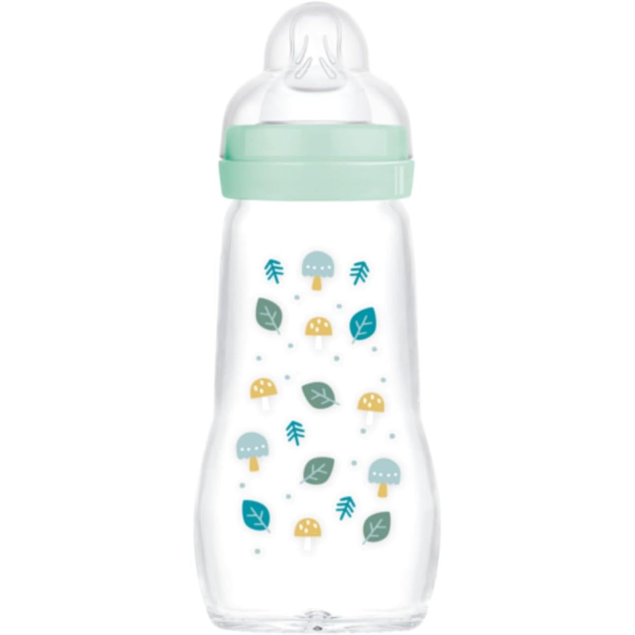 275657 - MAM Shishe Qelqi për Foshnje, 260 ml, Rezistent ndaj Nxehtësisë, Thithje Mesatare 2, Ngjyra: Blu