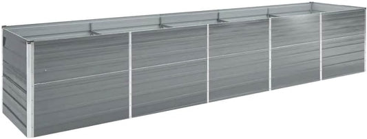 270097 - vidaXL Kuti e Ngritur për Kopsht / Serë e Ulët – 400x80x77 cm, Çelik i Galvanizuar Gri