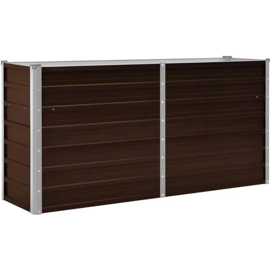 141533 - vidaXL Shtrat i ngritur për kopsht, çelik i galvanizuar, kafe, 160×40×77 cm (63″×15.7″×30.3″)