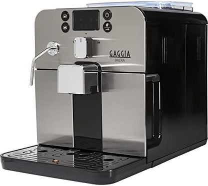 89089 - GAGGIA RI9305/11 Brera - Makinë Automatike Kafeje për Espresso dhe Cappuccino, Kokrra ose Kafe të Bluar, Fuqia 1400W, Ngjyra Argjendtë/E Zezë