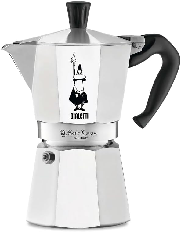 246109 - BIALETTI Moka Express: Makina ikonike e kafesë për espresso, kafe autentike italiane, makinë kafeje me 6 gota (270 ml), alumini, argjendi