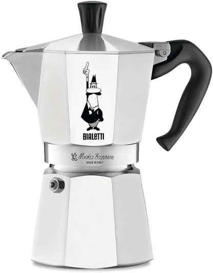 246109 - BIALETTI Moka Express: Makina ikonike e kafesë për espresso, kafe autentike italiane, makinë kafeje me 6 gota (270 ml), alumini, argjendi