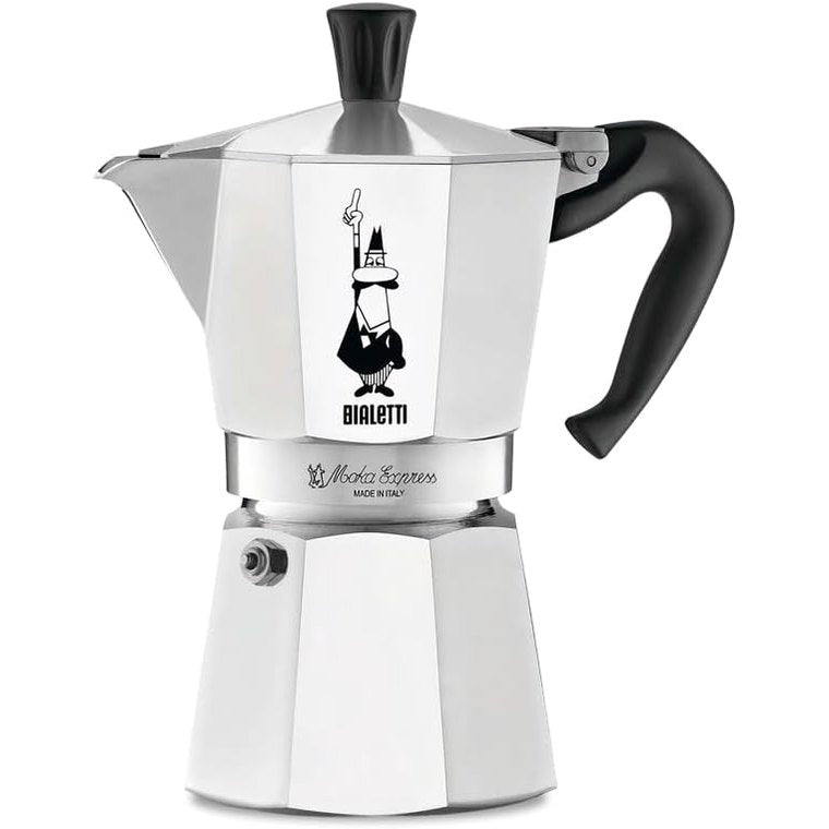 217779 - BIALETTI - Makinë Espressoje Moka Express Iconic në Sobë, Alumini, 270 ml, Argjendtë/E Zezë