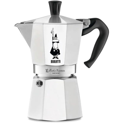 217779 - BIALETTI - Makinë Espressoje Moka Express Iconic në Sobë, Alumini, 270 ml, Argjendtë/E Zezë