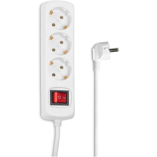 165372 - HAMA Shirit Elektrik me Ndërprerës, 3 Priza Schuko, të Tokëzuara Tipi F, Pajtueshme me Priza Franceze, Kabllo Zgjatuese 1.4m, 16A 3680W, me Siguri për Fëmijë, i Bardhë - Ideale për Shtëpi, Zyrë, Garazh, Punishte