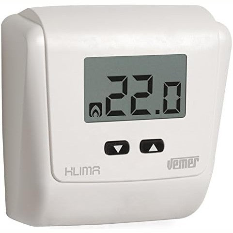 251001 - VEMER VE730800 KLIMA LCD - Termostat Elektronik i Murit, Furnizim me Energji 230V, i Bardhë