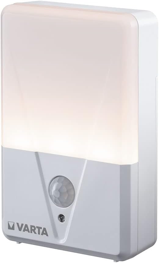 230066 - VARTA Dritë Nate me Sensor Lëvizjeje LED, përfshirë 3 Bateri AAA, Instalimi i Lehtë: Vidë, Magnet ose Shirit Ngjitës 3M, Fikje Automatike