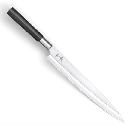 183396 - KAI - Thikë Sushi Sashimi Wasabi Black Yanagiba me Gjatësi Tehu 24.0 cm, Çelik Inox 6A/1K6 i Lëmuar 58 (±1) HRC, Dorezë Prej Polipropileni e Zi, Prodhuar në Japoni