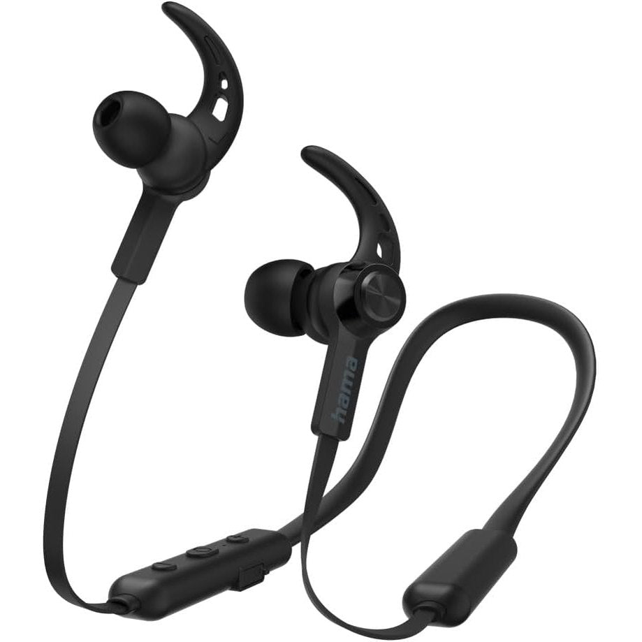 276701 - HAMA Kufje Bluetooth në vesh "Freedom Neck III", të zeza – kufje sportive me rrip qafe, mikrofon, teknologji shumëpikëshe, rezistente ndaj djersës
