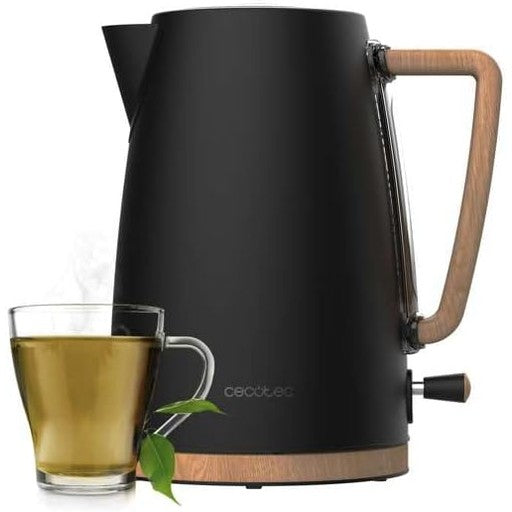 162437 - CECOTEC ThermoSense 200 Woody - Çajnik Elektrik, 1.7L, 2200W, Çelik Inox, Bazë Rrotulluese 360º, Filtër Anti-Gëlqeror i Lëvizshëm dhe i Larëshëm