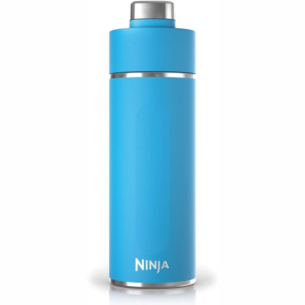 250975 - NINJA Shishe Uji Thirsti, Termos Filxhan 700ml, Kapak i Papërshkueshëm nga Pluhurat, për Pije të Gazuara, të Nxehta dhe të Ftohta, Çelik Inoks, Blu Tropikale, DW2401EUUKSB
