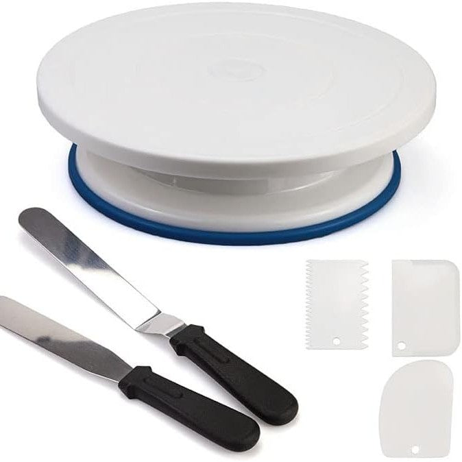 211177 - YUNXIASW Stand Torte Rrotulluese, 28x7cm, me 2 Spatula të Kënduara dhe 3 Kruajtëse, Për Pjekje, Brumëra, Glazurë dhe Dekorim